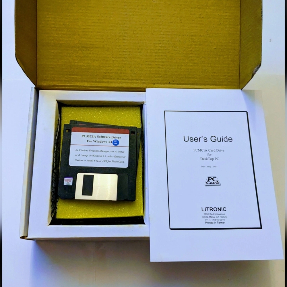 Argus 2000 Litronic PCMCIA Card Drive for Desktop PC  Patent -93125 Complete NIB